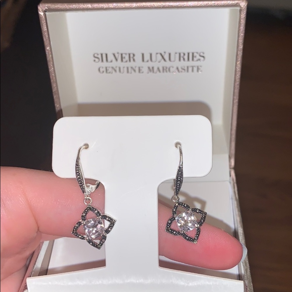 Silver luxury hoop dangle earrings